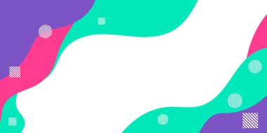 Memphis soyut arka planı, yeşil mor toska pembe. Memphis tarzı bir geçmişi var. Sunum, afiş, kapak, web, kart, poster, duvar kağıdı için vektör illüstrasyon tasarımı