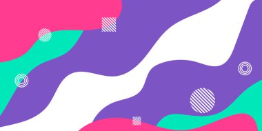 Memphis soyut arka planı, yeşil mor toska pembe. Memphis tarzı bir geçmişi var. Sunum, afiş, kapak, web, kart, poster, duvar kağıdı için vektör illüstrasyon tasarımı