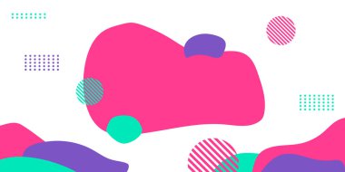 Memphis soyut arka planı, yeşil mor toska pembe. Memphis tarzı bir geçmişi var. Sunum, afiş, kapak, web, kart, poster, duvar kağıdı için vektör illüstrasyon tasarımı