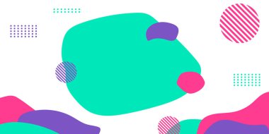 Memphis soyut arka planı, yeşil mor toska pembe. Memphis tarzı bir geçmişi var. Sunum, afiş, kapak, web, kart, poster, duvar kağıdı için vektör illüstrasyon tasarımı