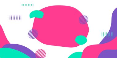 Memphis soyut arka planı, yeşil mor toska pembe. Memphis tarzı bir geçmişi var. Sunum, afiş, kapak, web, kart, poster, duvar kağıdı için vektör illüstrasyon tasarımı