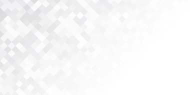 Beyaz ve gri kareli teknoloji pankartı tasarımı. Soyut geometrik vektör arkaplanı