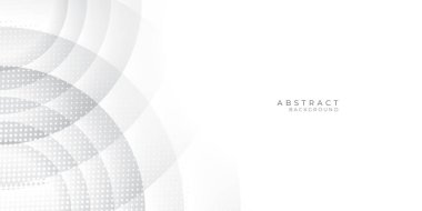 Soyut beyaz arkaplan, üç boyutlu daire şeklinde. Vektör çizimi. Beyaz ve gümüş açık gri ve siyah renktedir. Eğim ise şablon metal desenli yumuşak çizgileri olan yüzeydir.
