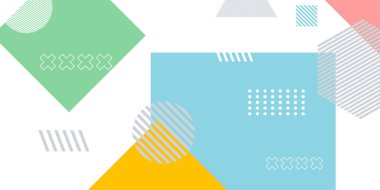 Moda konsepti soyut geometrik tasarım, memphis arka planı. Pankartlar, broşürler, posterler, kapaklar ve afişler için kullanılabilir. Vektör illüstrasyonu