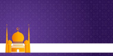 Renkli altın turuncu trend ramazan kareem sunum arkaplan, poster, el ilanı, kapak, mavi İslami hilal, mandala, cami, yıldız vektör çizim şablonu