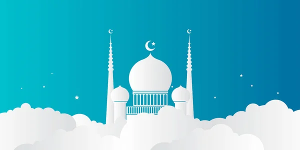 Fondo Ramadán Lujo Con Patrón Árabe Azulado Estilo Islámico Árabe — Vector de stock