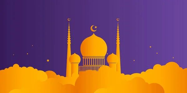 Colorful Gold Orange Purple Trendy Ramadan Kareem Presentation Background Poster — Stock Vector