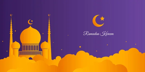 Renkli Altın Turuncu Trend Ramazan Kareem Sunum Arkaplan Poster Ilanı — Stok Vektör