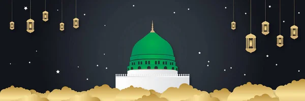 Ramadan Kareem Banner Hintergrund Arabische Vektor Gruß Design Islamische Linie — Stockvektor