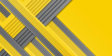 Soyut koyu gri kompozisyonu olan sarı ve gümüş arkaplan. Üst üste binen dikdörtgen pürüzsüz gölgeye sahip soyut arkaplanlar reklam pankartları ve satış afişi şablonu için kullanılabilir