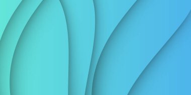 Mavi ışık arkaplanı ve üç boyutlu kağıt kesme şekilleri. İş sunumları, el ilanları, posterler ve davetiyeler için modern vektör tasarımı. Mavi oyma dalgası sanat arka planı