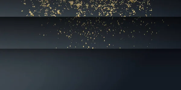 Черный Золотой Абстрактный Фон Черный Фон Золотыми Полутоновыми Точками Геометрическом — стоковый вектор