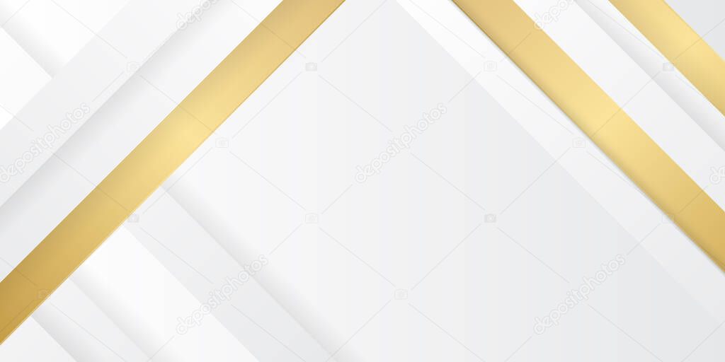 Abstract gold and white background. Grey silver abstract luxury background with bronze outlines. Tech geometric background with abstract golden and grey rectangles. Vector banner design