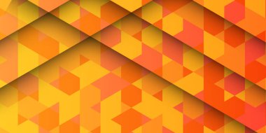 Parlak turuncu soyut altıgen duvar kağıdı ya da arka plan. Kapak, şirket profili, iniş sayfası, sunum tasarımı ve daha fazlası için modern 3d render vektör çizimi