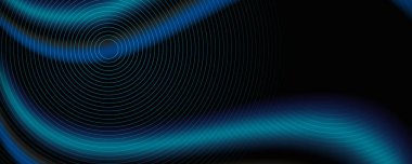 Çember çizgili mavi arkaplan dalgası. Neon parlayan sıvı dalga çizgileri, sihirli enerji uzay ışığı konsepti, soyut arka plan duvar kağıdı tasarımı