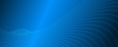 Mavi arkaplanda soyut dalga çizgileri. Dinamik efektli soyut arkaplan. Hareket vektörü illüstrasyonu. Moda eğilimleri. Reklam, pazarlama, sunum, yıllık kapsama raporu için kullanılabilir