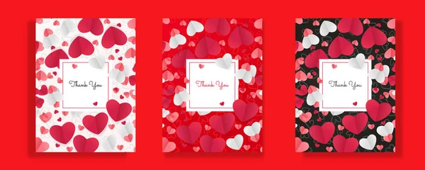 Set Von Valentinstag Liebesballon Mit Herzförmigen Konfetti Vektorillustration Valentinskarten Set — Stockvektor