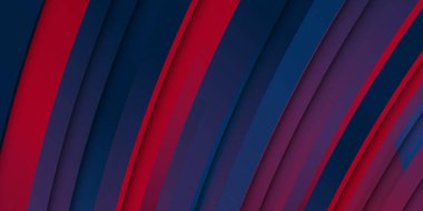 Mavi ve kırmızı soyut arkaplan. Modern kırmızı mavi dalgalı geometrik doku sunum arka planı için kağıt kesim tasarım elbisesi. Üst üste binen vatansever modern arkaplan