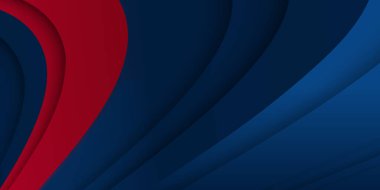 Mavi ve kırmızı soyut arkaplan. Modern kırmızı mavi dalgalı geometrik doku sunum arka planı için kağıt kesim tasarım elbisesi. Üst üste binen vatansever modern arkaplan