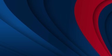 Mavi ve kırmızı soyut arkaplan. Modern kırmızı mavi dalgalı geometrik doku sunum arka planı için kağıt kesim tasarım elbisesi. Üst üste binen vatansever modern arkaplan