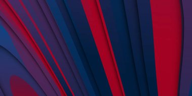 Mavi ve kırmızı soyut arkaplan. Modern kırmızı mavi dalgalı geometrik doku sunum arka planı için kağıt kesim tasarım elbisesi. Üst üste binen vatansever modern arkaplan