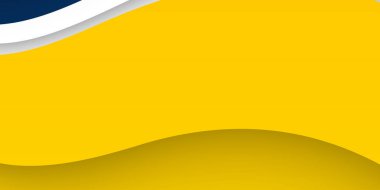 3D modern dalga eğrisi soyut sunum arkaplanı. Lüks kağıt arka planda kesilmiş. Soyut dekorasyon, mavi sarı desen, Vektör çizimi. Yüksek sözleşmeli sarı ve mavi şirket geçmişi