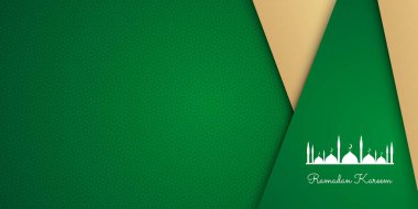 Lüks ramazan arkaplan yeşil arabesk desenli Arap islami doğu tarzı. Poster, kapak, broşür, el ilanı, afiş, tebrik kartı için cami ve altın çizgili dekoratif tasarım