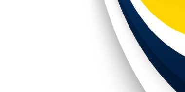 3D modern dalga eğrisi soyut sunum arkaplanı. Lüks kağıt arka planda kesilmiş. Soyut dekorasyon, mavi sarı desen, Vektör çizimi. Yüksek sözleşmeli sarı ve mavi şirket geçmişi