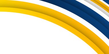 3D modern dalga eğrisi soyut sunum arkaplanı. Lüks kağıt arka planda kesilmiş. Soyut dekorasyon, mavi sarı desen, Vektör çizimi. Yüksek sözleşmeli sarı ve mavi şirket geçmişi