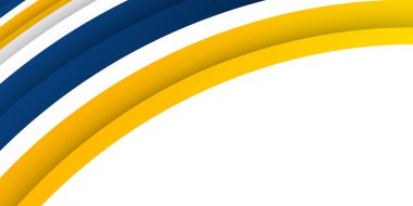 3D modern dalga eğrisi soyut sunum arkaplanı. Lüks kağıt arka planda kesilmiş. Soyut dekorasyon, mavi sarı desen, Vektör çizimi. Yüksek sözleşmeli sarı ve mavi şirket geçmişi