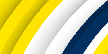 3D modern dalga eğrisi soyut sunum arkaplanı. Lüks kağıt arka planda kesilmiş. Soyut dekorasyon, mavi sarı desen, Vektör çizimi. Yüksek sözleşmeli sarı ve mavi şirket geçmişi