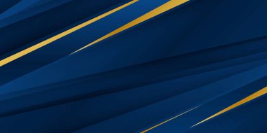 Soyut şablon mavi geometrik köşegen arkaplan ve altın çizgi. Lüks bir şekilde. Altın kenarlı iki kavis ile soyut koyu mavi doku kompozisyonu