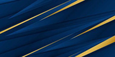 Soyut şablon mavi geometrik köşegen arkaplan ve altın çizgi. Lüks bir şekilde. Altın kenarlı iki kavis ile soyut koyu mavi doku kompozisyonu