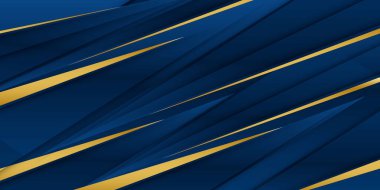 Soyut şablon mavi geometrik köşegen arkaplan ve altın çizgi. Lüks bir şekilde. Altın kenarlı iki kavis ile soyut koyu mavi doku kompozisyonu