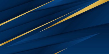 Soyut şablon mavi geometrik köşegen arkaplan ve altın çizgi. Lüks bir şekilde. Altın kenarlı iki kavis ile soyut koyu mavi doku kompozisyonu