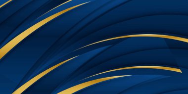 Soyut şablon mavi geometrik köşegen arkaplan ve altın çizgi. Lüks bir şekilde. Altın kenarlı iki kavis ile soyut koyu mavi doku kompozisyonu