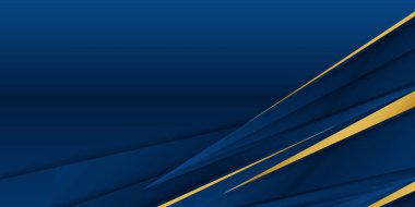 Soyut şablon mavi geometrik köşegen arkaplan ve altın çizgi. Lüks bir şekilde. Altın kenarlı iki kavis ile soyut koyu mavi doku kompozisyonu