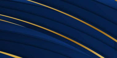 Soyut şablon mavi geometrik köşegen arkaplan ve altın çizgi. Lüks bir şekilde. Altın kenarlı iki kavis ile soyut koyu mavi doku kompozisyonu