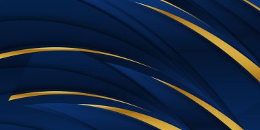 Soyut şablon mavi geometrik köşegen arkaplan ve altın çizgi. Lüks bir şekilde. Altın kenarlı iki kavis ile soyut koyu mavi doku kompozisyonu