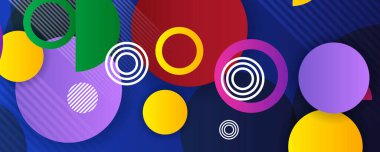 Moda desenli geometrik soyut arkaplan. Soyut renkli çember arka planı. Renkli gökkuşağı vektör arkaplanı