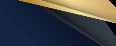 Lüks kağıt kesimi arka plan, soyut dekorasyon, altın desenler, altın gradyanlar, 3d Vektör çizimi. Siyah, koyu mavi, altın dalgalar Şablon, geometrik şekiller, modern minimal bayrak