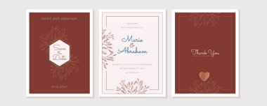 Düğün davetiyesi seti; çiçekler, yapraklar, suluboya, beyaz üzerine izole edilmiş. Çizilmiş çelenk, çiçekli ve otlu çelenk. Pastel veya pembe renkte. El yapımı Vektör Suluboya Sanatı, bohem tarzı