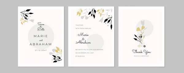 Свадебные Приглашения Набор Рамок Цветы Листья Акварель Изолированные Белом Зарисовки — стоковый вектор