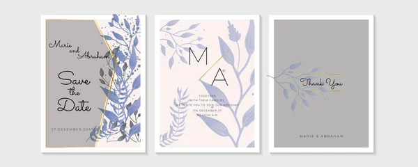 Wedding Invitation Floral Invite Thank You Rsvp Modern Card Design — Vector de stock