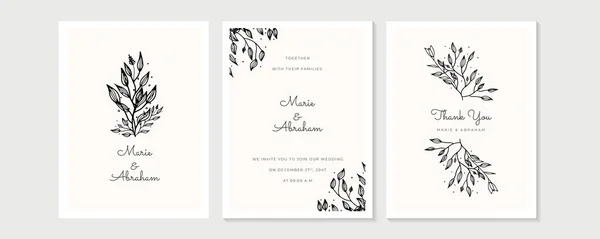 Wedding Invitation Floral Invite Thank You Rsvp Modern Card Design — Vector de stock