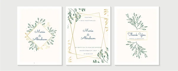 Πρόσκληση Γάμου Floral Προσκαλούν Σας Ευχαριστώ Rsvp Σύγχρονη Κάρτα Σχεδιασμός — Διανυσματικό Αρχείο
