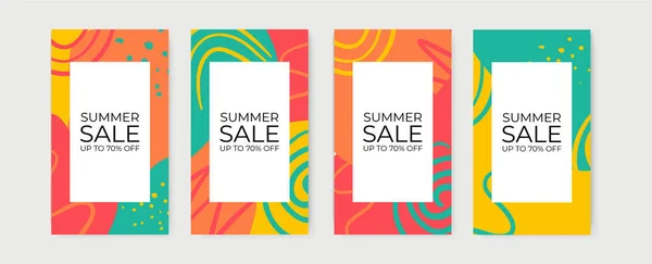 Banner Summer Sale Poster Sconto Stagione Calda Con Foglie Tropicali — Vettoriale Stock