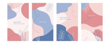 Bir dizi soyut yaratıcı evrensel sanatsal şablonlar. Poster, kart, davetiye, el ilanı, kapak, afiş, pankart, broşür ve diğer grafik tasarımı için iyi