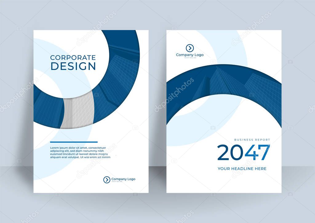 Business book or annual report design template. Also suitable for brochure, magazine, poster, business presentation, portfolio, flier, banner, website. A4 size cover design