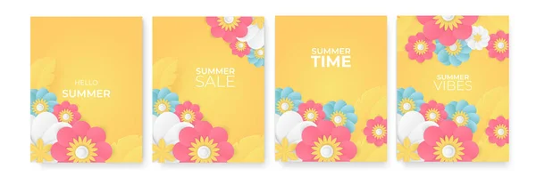 Banner Zum Sommerschlussverkauf Papiergeschnittenes Plakat Mit Fröhlicher Farbe Trendige Abstrakte — Stockvektor